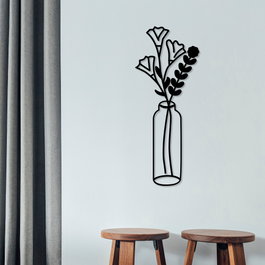 Wallity Flower 6 Escultura de pared de metal negra